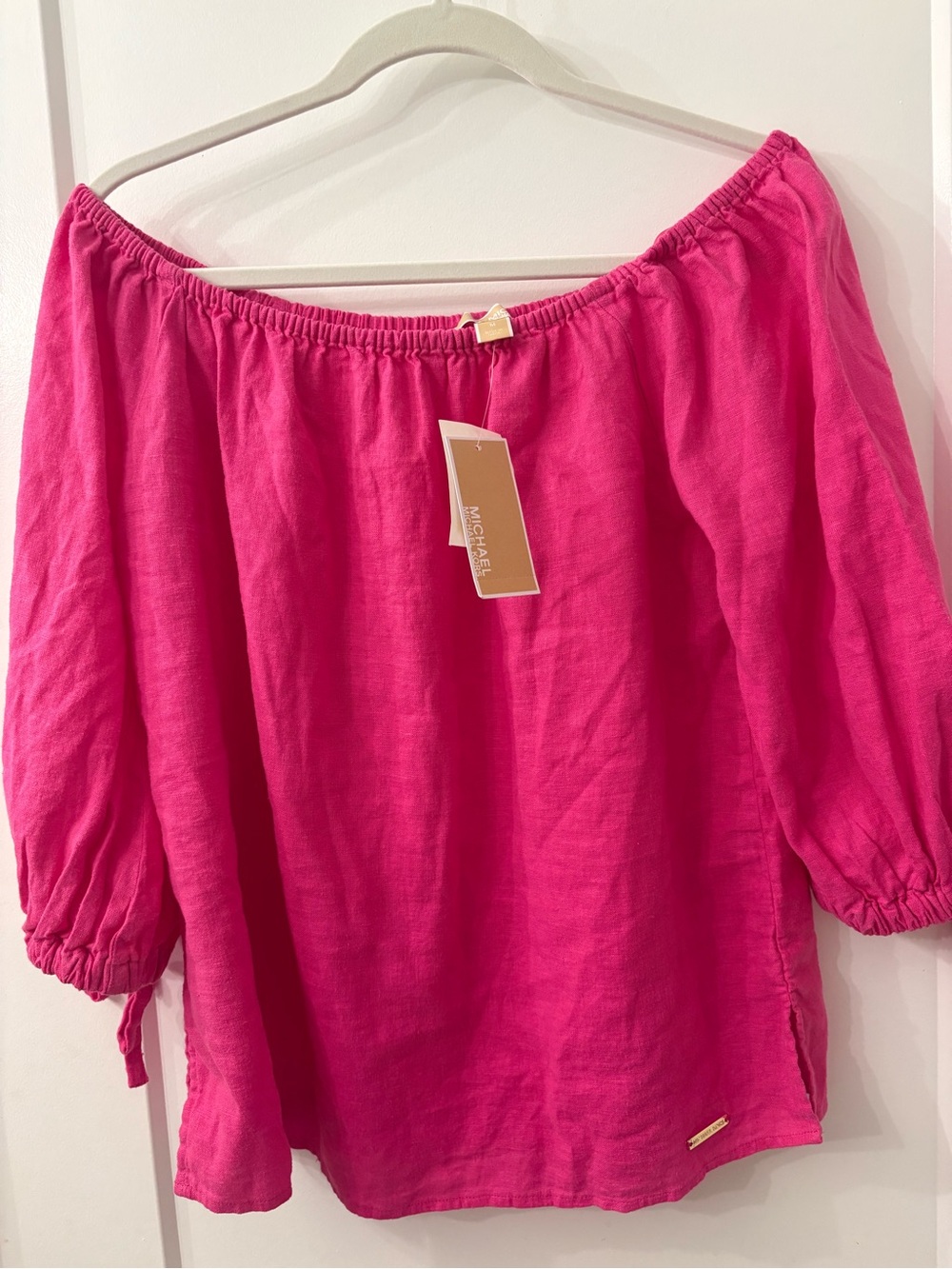 NWT Michael Kors Bright Pink Off-the-Shoulder Tunic